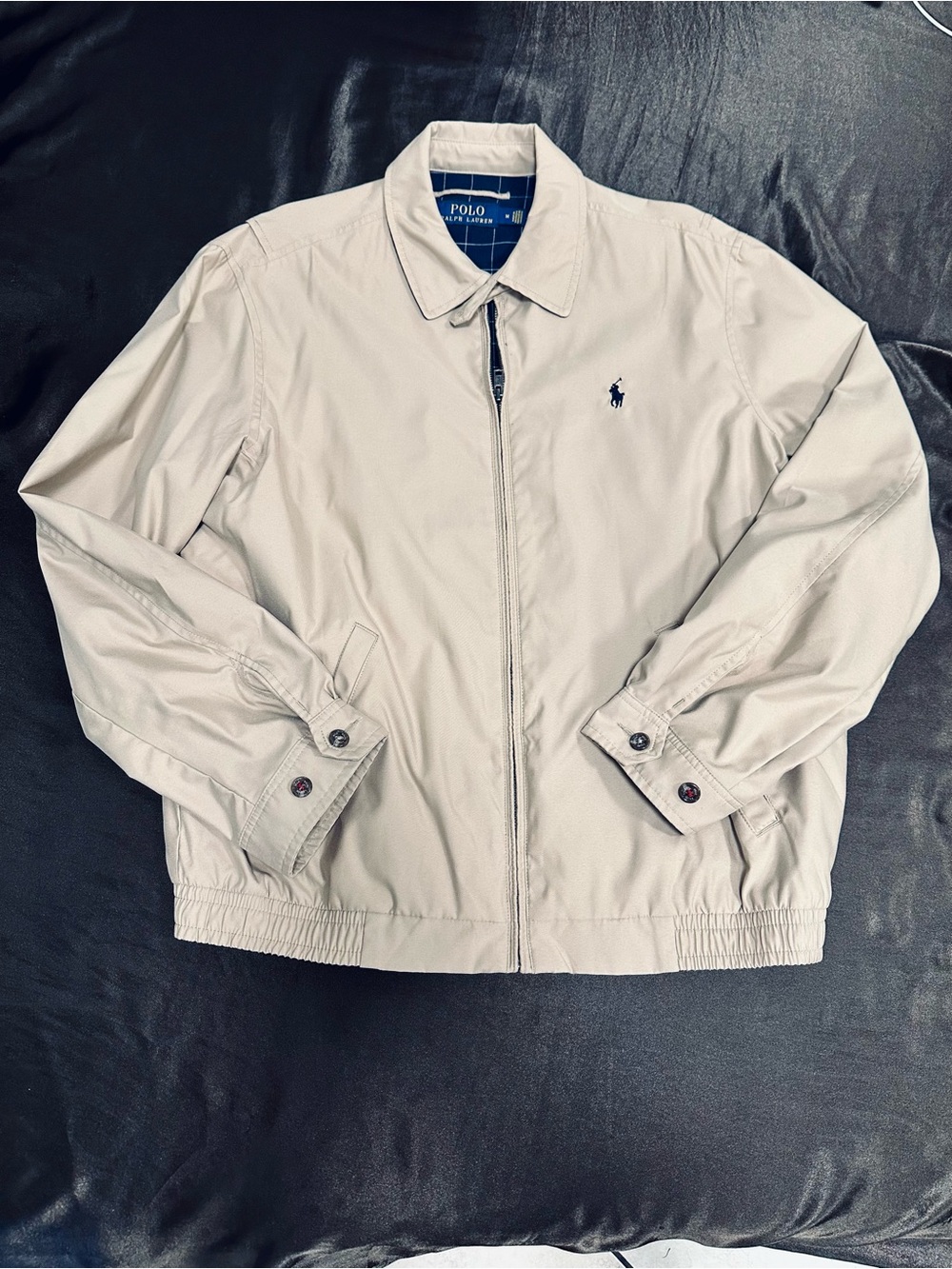Vtg Y2K Classic Men’s Ralph Lauren Lightweight Beige Zip-Up Harrington Jacket